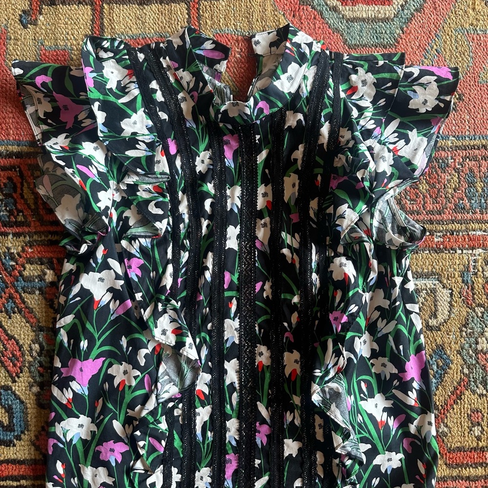 Veronica Beard Black and White Flutter Sleeve Sundress